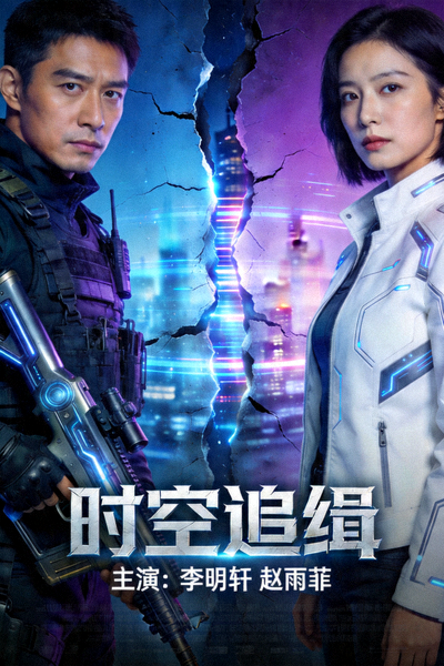 时空追缉科幻悬疑剧海报，主演李明轩与赵雨菲
